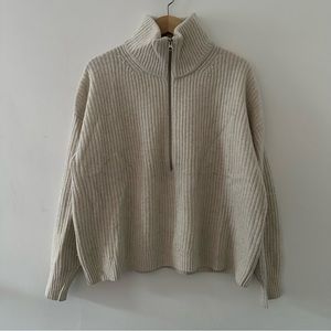 Everlane cream wool 1/4 zip sweater